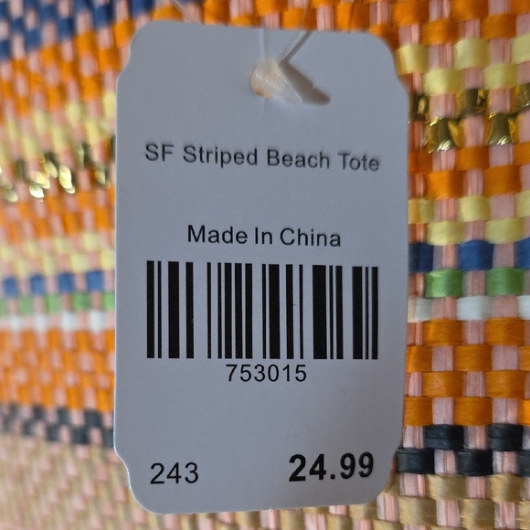 Striped Multicolor Large Tote Bag - Picture 6 of 6